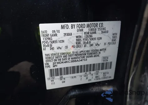 2011 Ford Edge Limited из США, поврежденный, VIN 2FMDK4KC3BBA34733